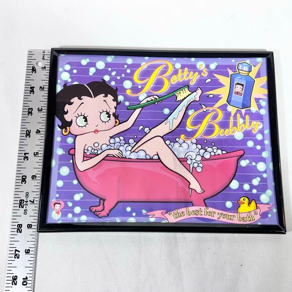 Vintage Betty Boop Framed Pictures Lot of 4 10x8" Biker Bubble Bath Glamour 90's - Picture 12 of 16
